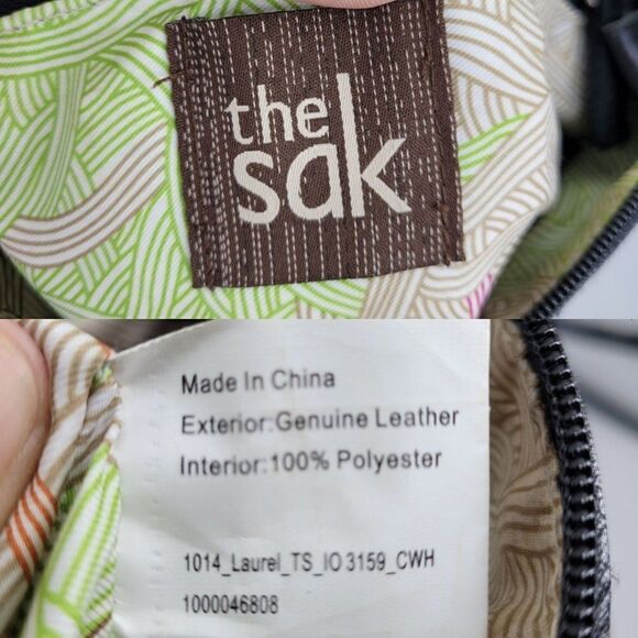 The Sak Leather Crossbody Messenger Satchel Color Blocked Cream Brown Black - Picture 3 of 16